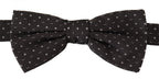Dolce & Gabbana Dark Gray Polka Dot 100% Silk Neck Papillon Tie