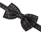 Dolce & Gabbana Dark Gray White Polka Dot 100% Silk Neck Papillon Tie