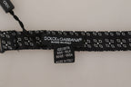 Dolce & Gabbana Dark Gray White Polka Dot 100% Silk Neck Papillon Tie
