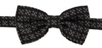 Dolce & Gabbana Dark Gray White Polka Dot 100% Silk Neck Papillon Tie