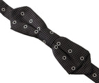 Dolce & Gabbana Dark Gray White Polka Dot 100% Silk Neck Papillon Tie