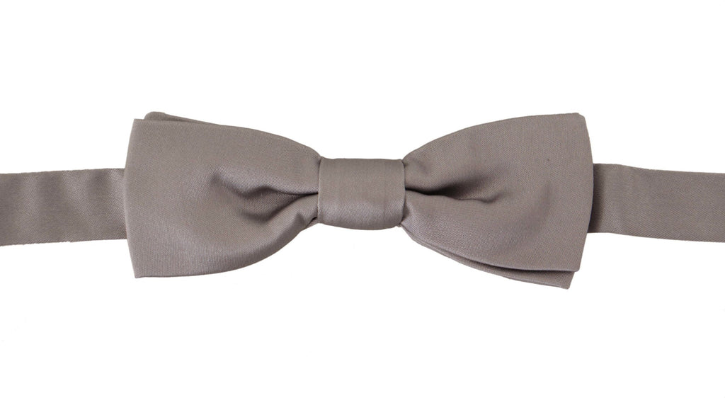 Dolce & Gabbana Silver 100% Silk Slim Adjustable Neck Papillon Tie
