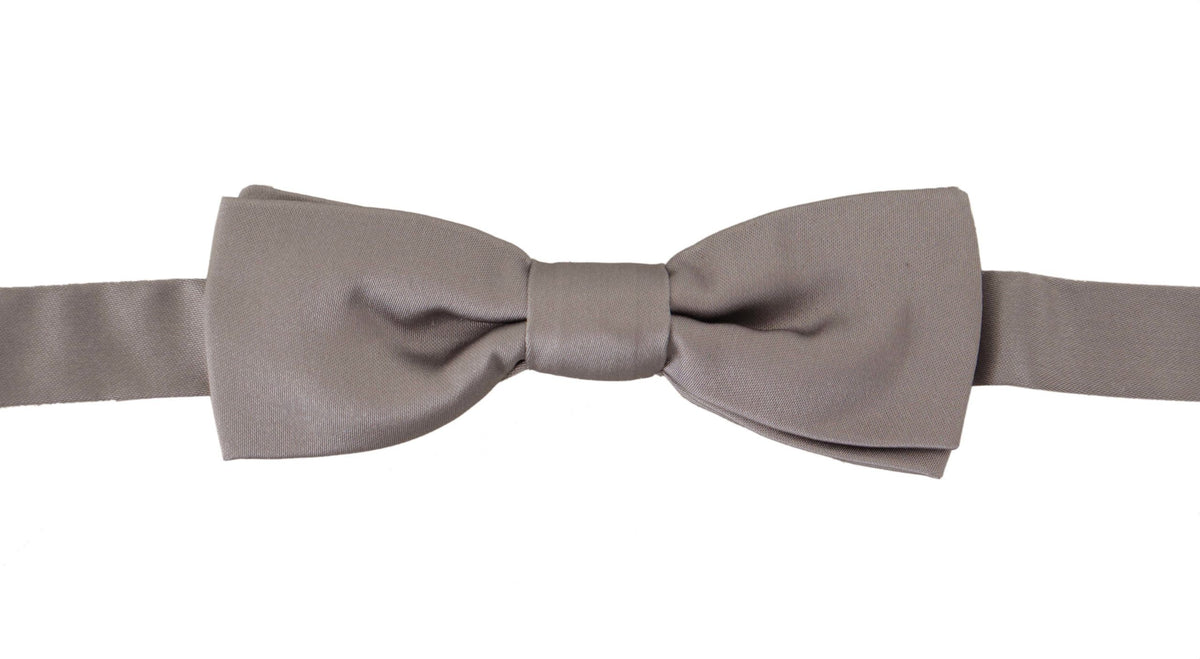 Dolce & Gabbana Silver 100% Silk Slim Adjustable Neck Papillon Tie