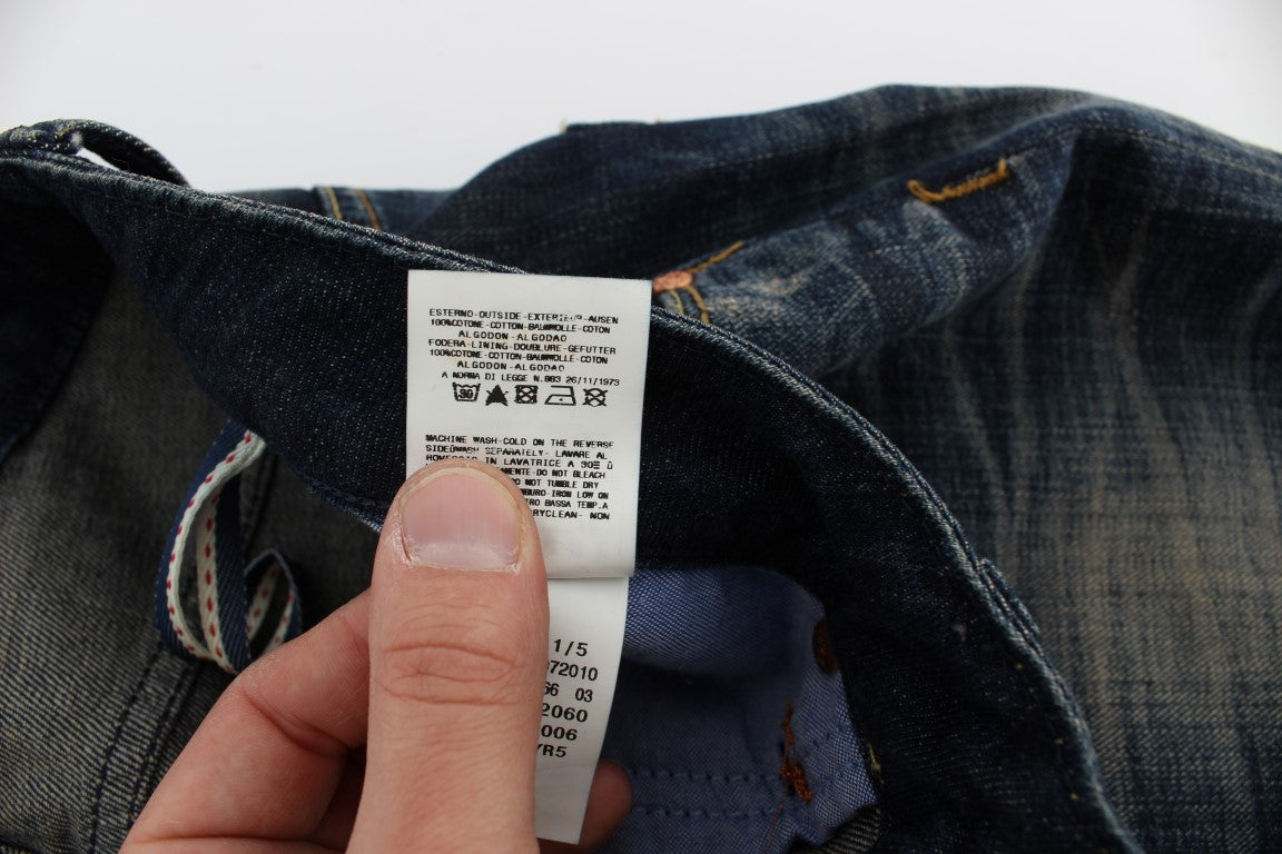 Acht Blue Wash Straight Fit Low Waist Jeans