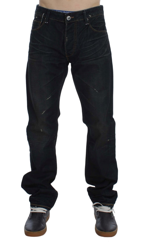 Acht Blue Wash Cotton Denim Straight Fit Jeans