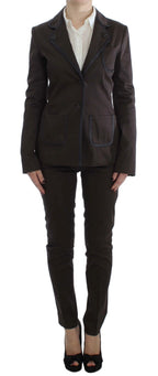 Exte Brown Stretch Two Button Suit