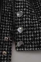 Dolce & Gabbana Dark Gray Houndstooth Polyester Bomber Jacket