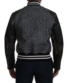 Dolce & Gabbana Dark Gray Houndstooth Polyester Bomber Jacket
