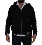 Dolce & Gabbana Black Polyester Hooded Full Zip Jacket