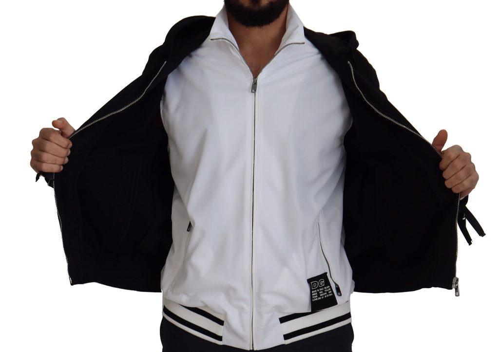 Dolce & Gabbana Black Polyester Hooded Full Zip Jacket