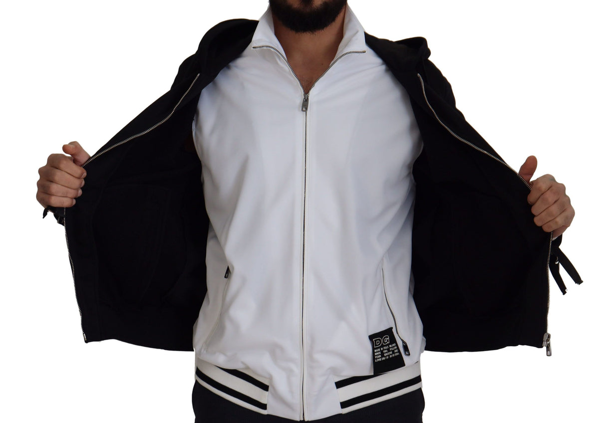 Dolce & Gabbana Black Polyester Hooded Full Zip Jacket
