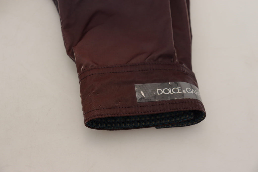 Dolce & Gabbana Purple Nylon Collared Biker Coat Jacket