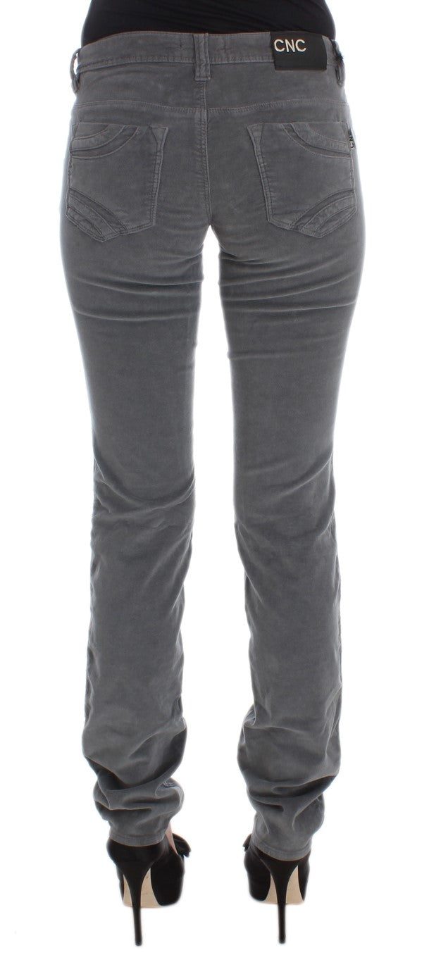 Costume National Gray Cotton Super Slim Corduroys Jeans