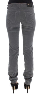 Costume National Gray Cotton Super Slim Corduroys Jeans