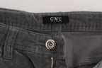 Costume National Gray Cotton Super Slim Corduroys Jeans
