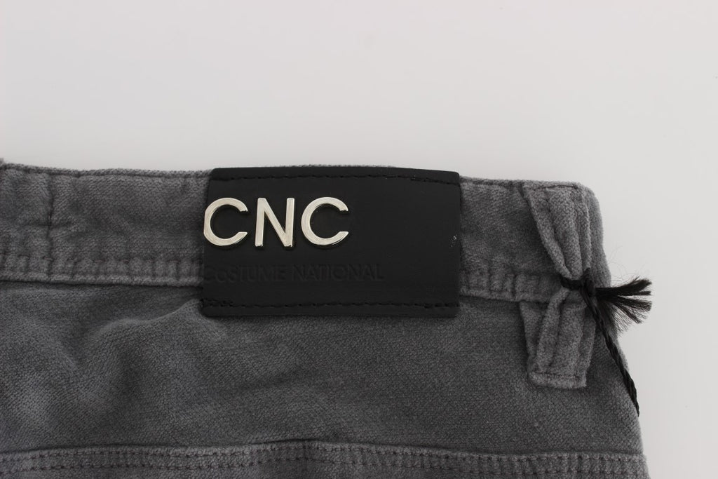 Costume National Gray Cotton Super Slim Corduroys Jeans