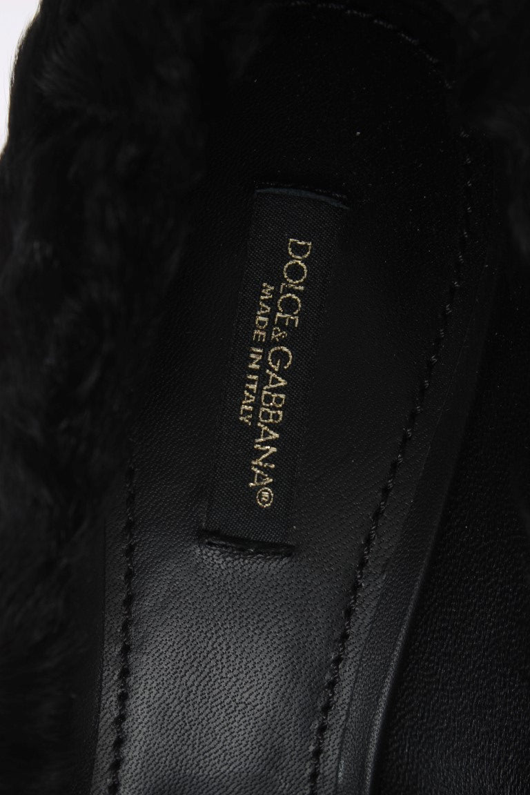Dolce & Gabbana Black Xiangao Lamb Fur Leather Pumps