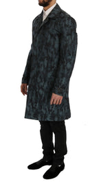 Dolce & Gabbana Blue Camouflage Trench Trench