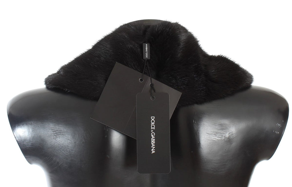 Dolce & Gabbana Black Mink Fur Shoulder Collar Scarf