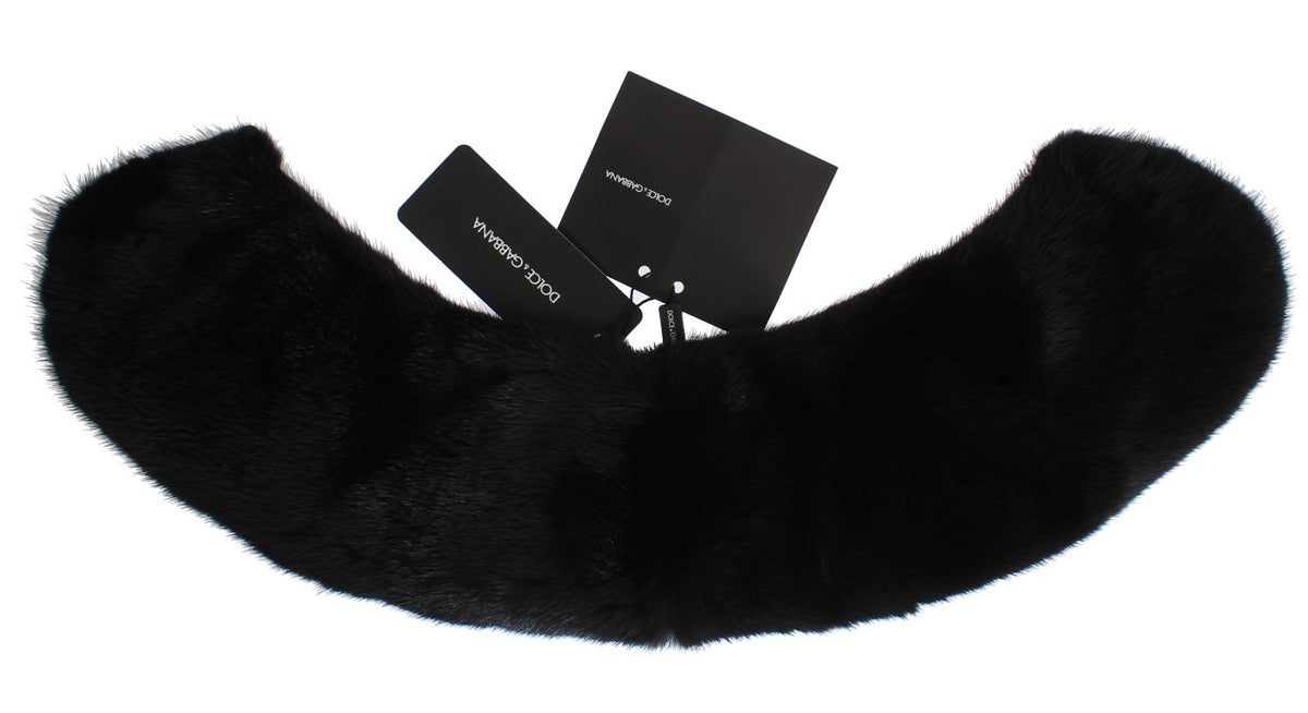 Dolce & Gabbana Black Mink Fur Shoulder Collar Scarf