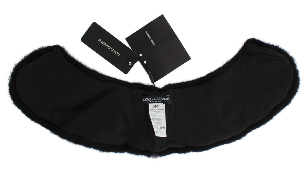 Dolce & Gabbana Black Mink Fur Shoulder Collar Scarf