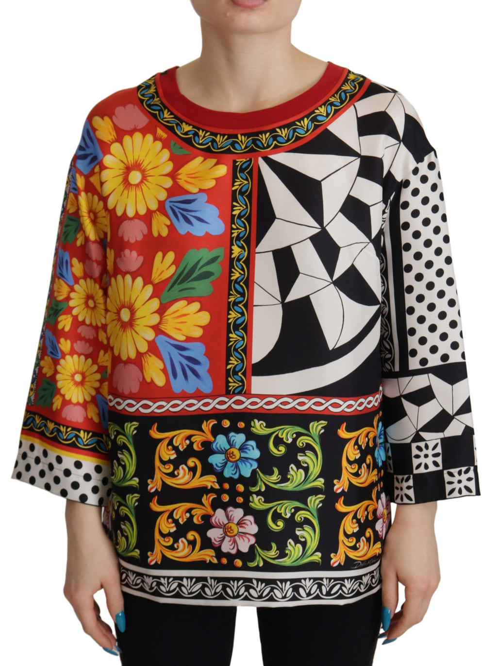 Dolce & Gabbana Multicolor Printed Baroque Loose Long Sleeve