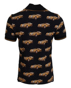Dolce & Gabbana Black Car Print Short Sleeve Polo T-shirt