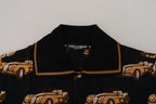 Dolce & Gabbana Black Car Print Short Sleeve Polo T-shirt