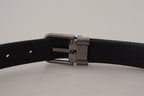Dolce & Gabbana Blue Jacquard Moire Silver Metal Belt Men