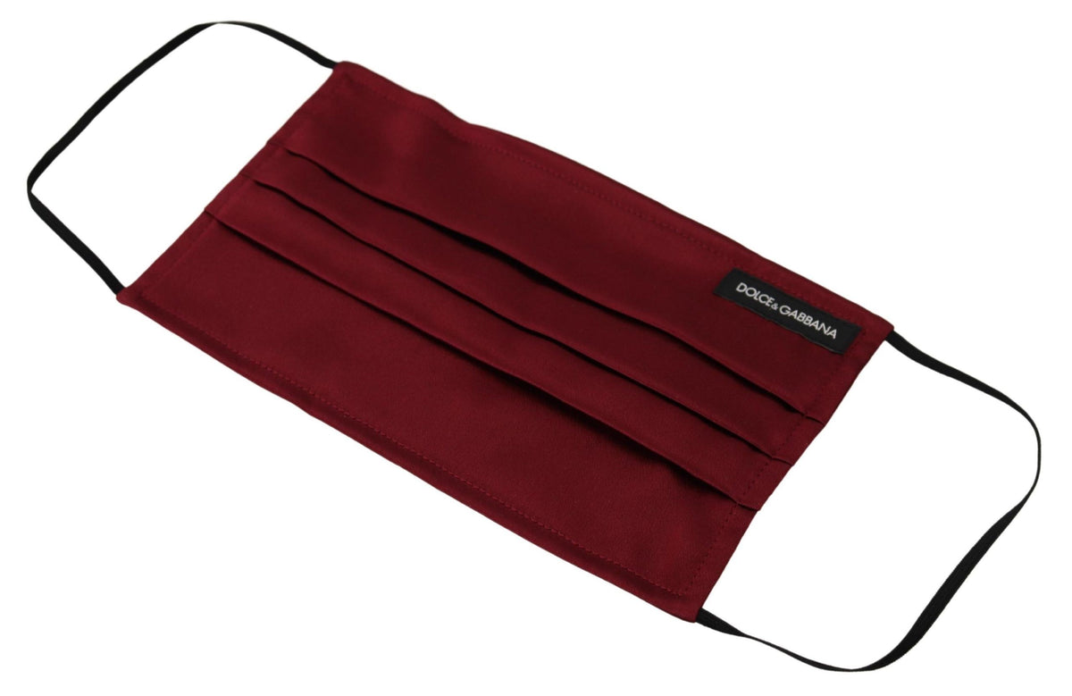 Dolce & Gabbana Maroon Silk Pleated Elastic Ear Strap One Size Face Mask