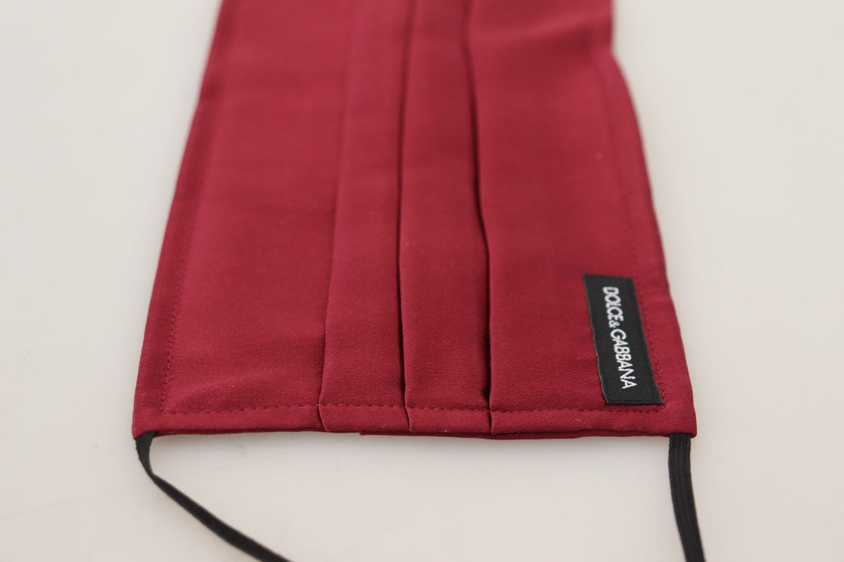 Dolce & Gabbana Maroon Silk Pleated Elastic Ear Strap One Size Face Mask