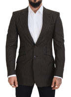 Dolce & Gabbana Dark Gray Stripes Single Breasted Blazer