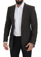 Dolce & Gabbana Dark Gray Stripes Single Breasted Blazer