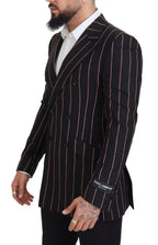 Dolce & Gabbana Dark Gray Stripes Viscose Double Breasted Blazer