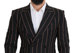 Dolce & Gabbana Dark Gray Stripes Viscose Double Breasted Blazer