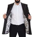 Dolce & Gabbana Dark Gray Stripes Viscose Double Breasted Blazer