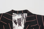 Dolce & Gabbana Dark Gray Stripes Viscose Double Breasted Blazer