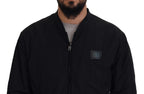 Dolce & Gabbana Black Nylon Logo Bomber Zipper Jacket