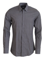 Dolce & Gabbana Gray Brown GOLD Slim Fit Dress Formal Shirt