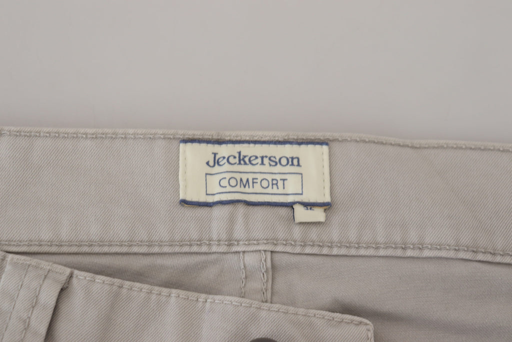 Jeckerson Gray Cotton Tapered Men Casual Pants
