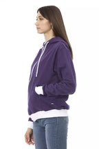 Baldinini Trend Purple Cotton Women Sweater with Adjustable Hood