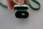 Dolce & Gabbana Green Leather Strap Gold Metal Logo Airpods Case