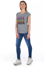Frankie Morello Gray Cotton Women T-Shirt
