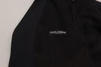 Dolce & Gabbana Dark Blue Wool Stretch Waistcoat Formal Vest