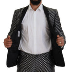 Dolce & Gabbana Dark Gray White Silk MARTINI Slim Fit Suit