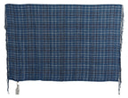 Costume National Blue Linen Shawl Foulard Fringes Scarf