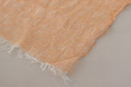 Malo Peach Linen Knitted Shawl Wrap Fringes Scarf