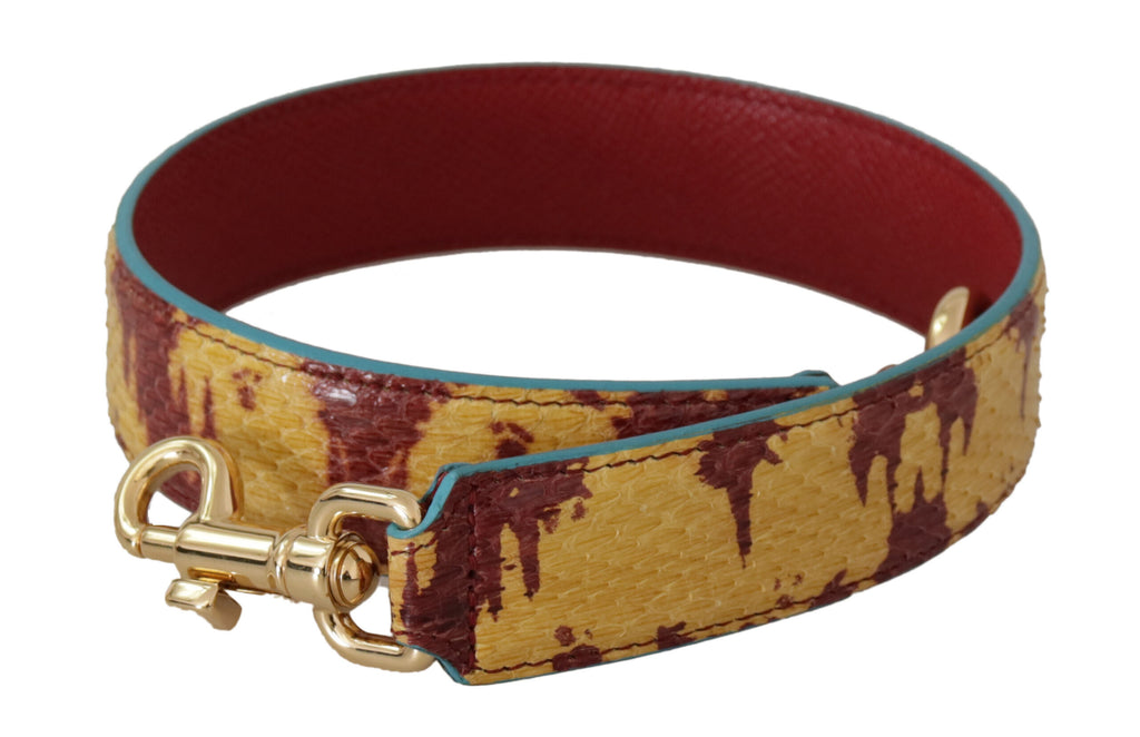 Dolce & Gabbana Yellow Red Leather Gold Tone Shoulder Strap