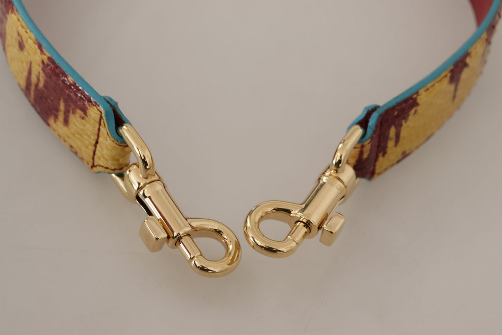 Dolce & Gabbana Yellow Red Leather Gold Tone Shoulder Strap