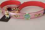 Dolce & Gabbana Metallic Pink Leather Studded Shoulder Strap